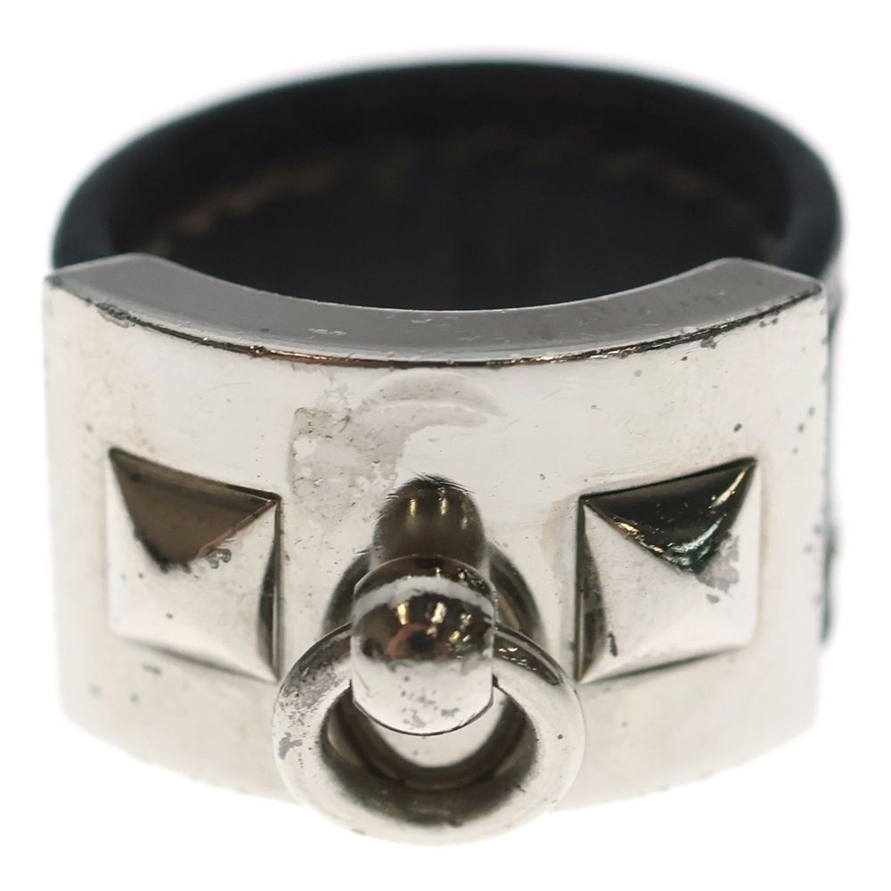 Hermes Collier de Chien Ring Plated Leather Brown Silver — view 5