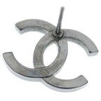Chanel CC Logo Rhinestone Earrings Dark Silver Black — view 6