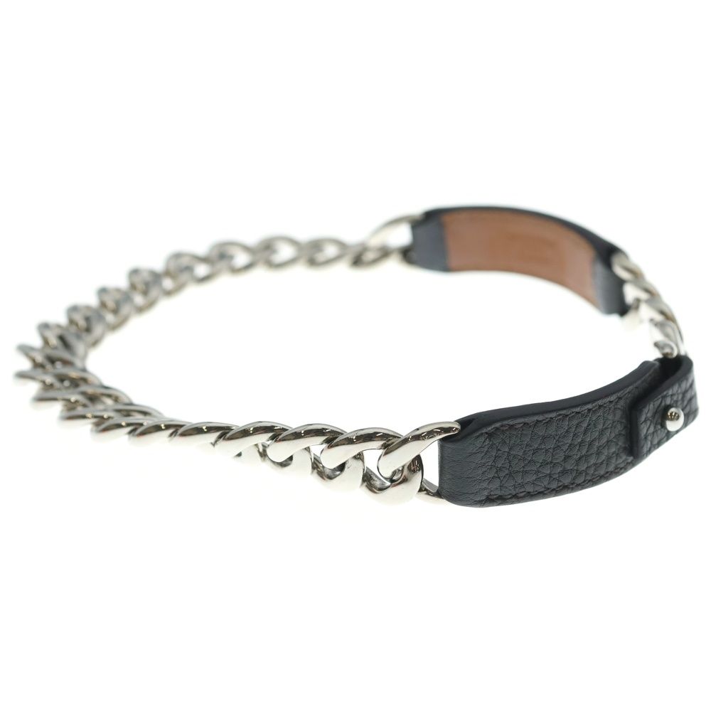 Hermes Box Palladium Double Chain Choker Silver Necklace — view 3