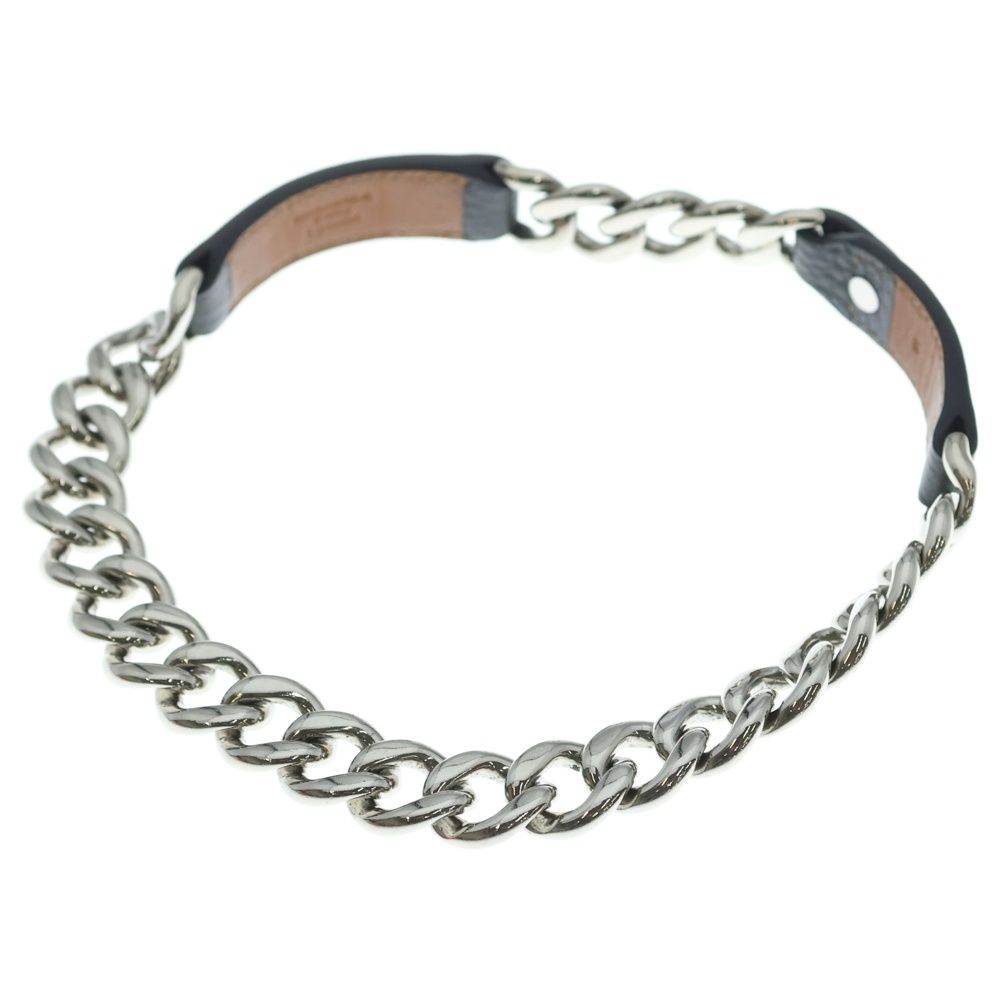 Hermes Box Palladium Double Chain Choker Silver Necklace — view 2