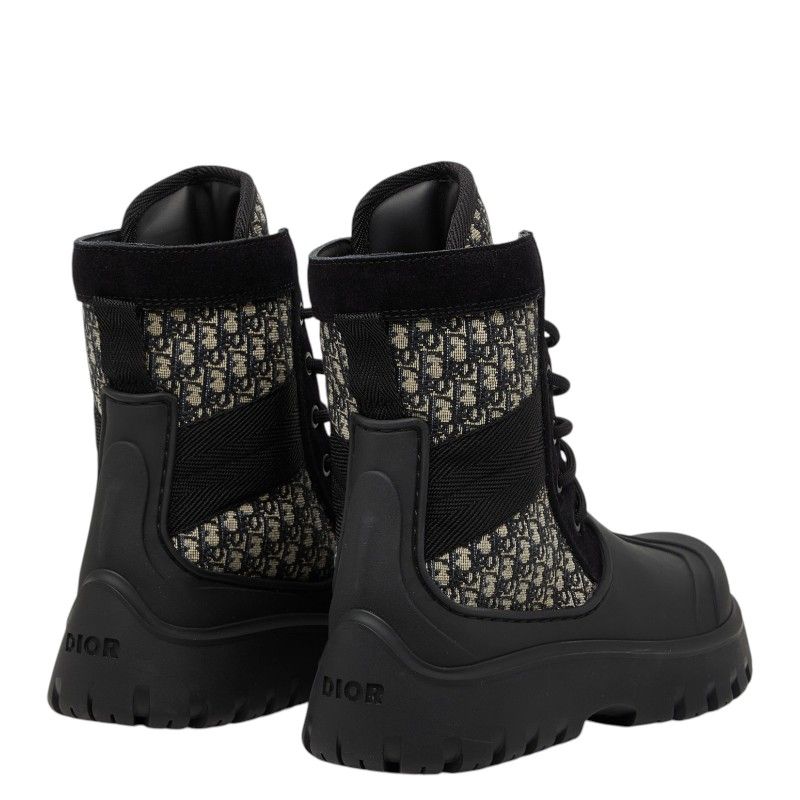 Dior Oblique Garden Lace Up Boots 40 Black Multicolor Rubber Canvas — view 2