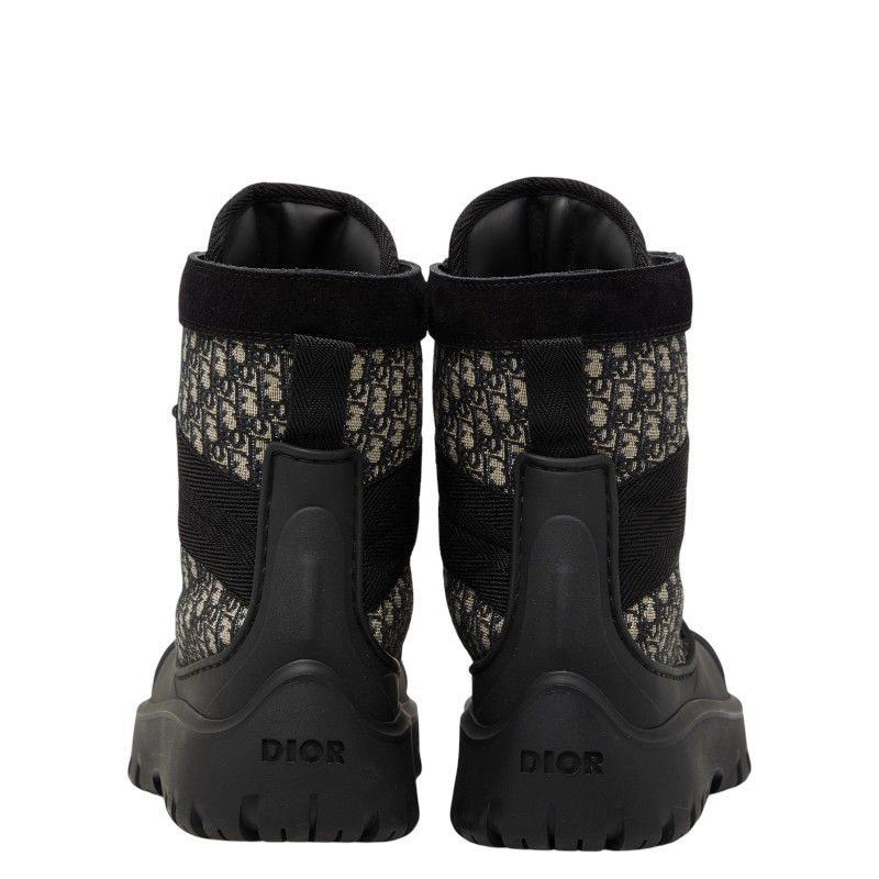 Dior Oblique Garden Lace Up Boots 40 Black Multicolor Rubber Canvas — view 4