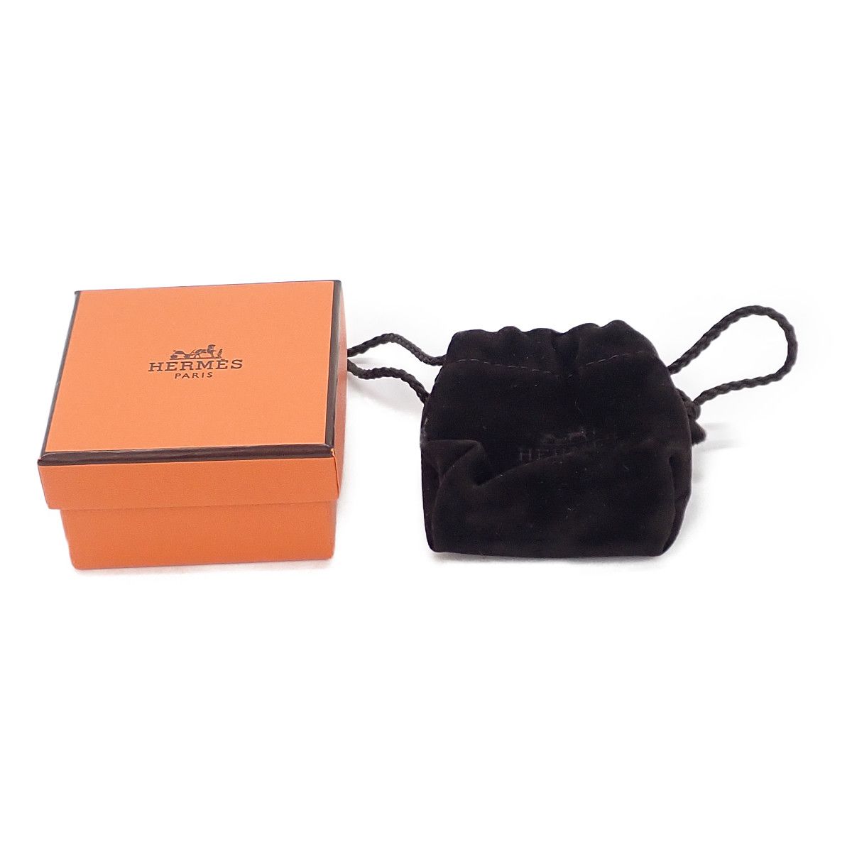 Hermes Quadrige Twilly Ring Scarf Clip Closure Metal Silver Orange — view 6