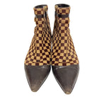 Louis Vuitton Short Boots Sauvage Pointed Toe Booties Damier Calf Hair Brown — view 2