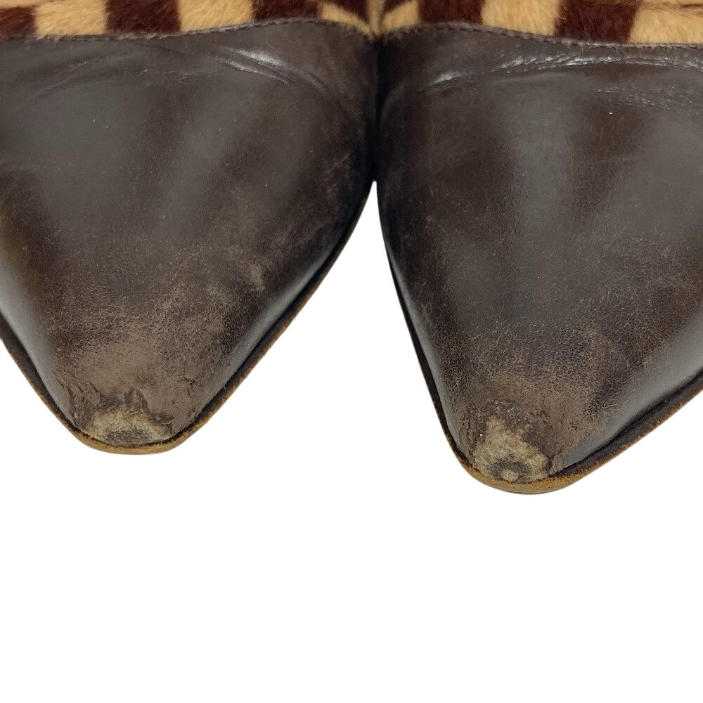 Louis Vuitton Short Boots Sauvage Pointed Toe Booties Damier Calf Hair Brown — view 3