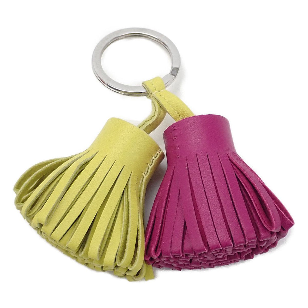 Hermes Carmen Unodos Charm Key Ring Agneau Milo Rose Purple Lime — view 2