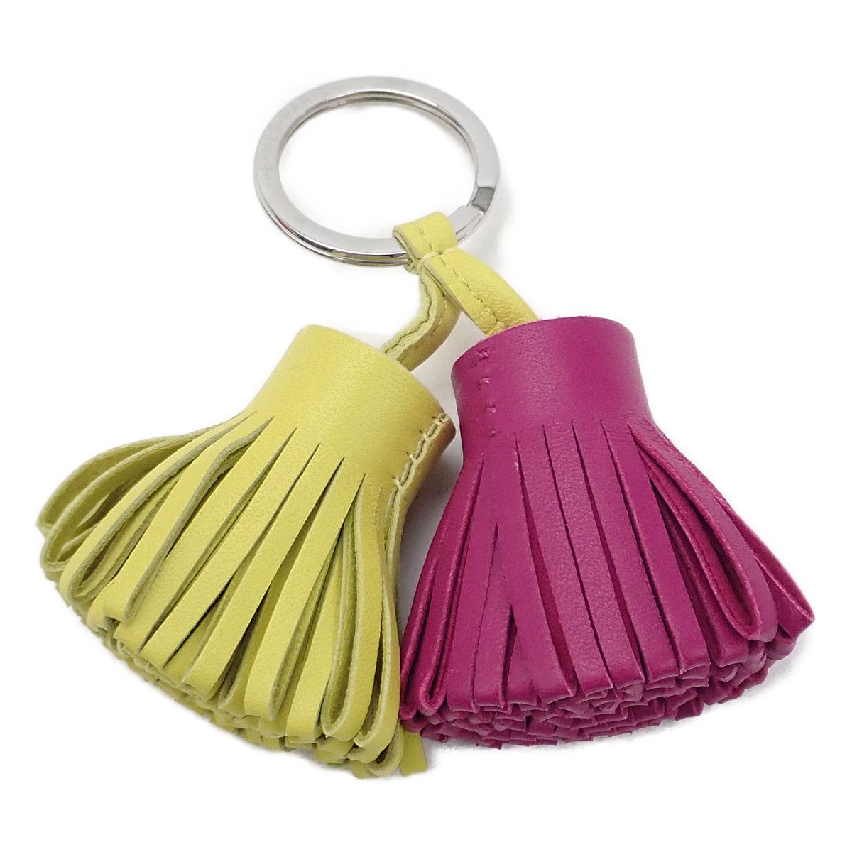 Hermes Carmen Unodos Charm Key Ring Agneau Milo Rose Purple Lime — view 2