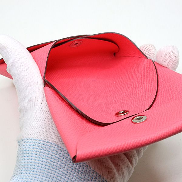Hermes Calvi Duo Pink Card Case Coin Epsom — view 6