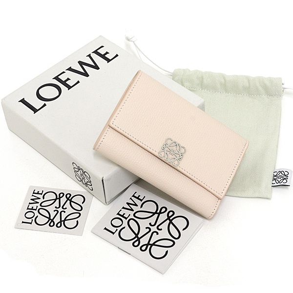 Loewe Anagram Vertical Wallet Small Pebble Grain Calf Trifold Talco — view 2