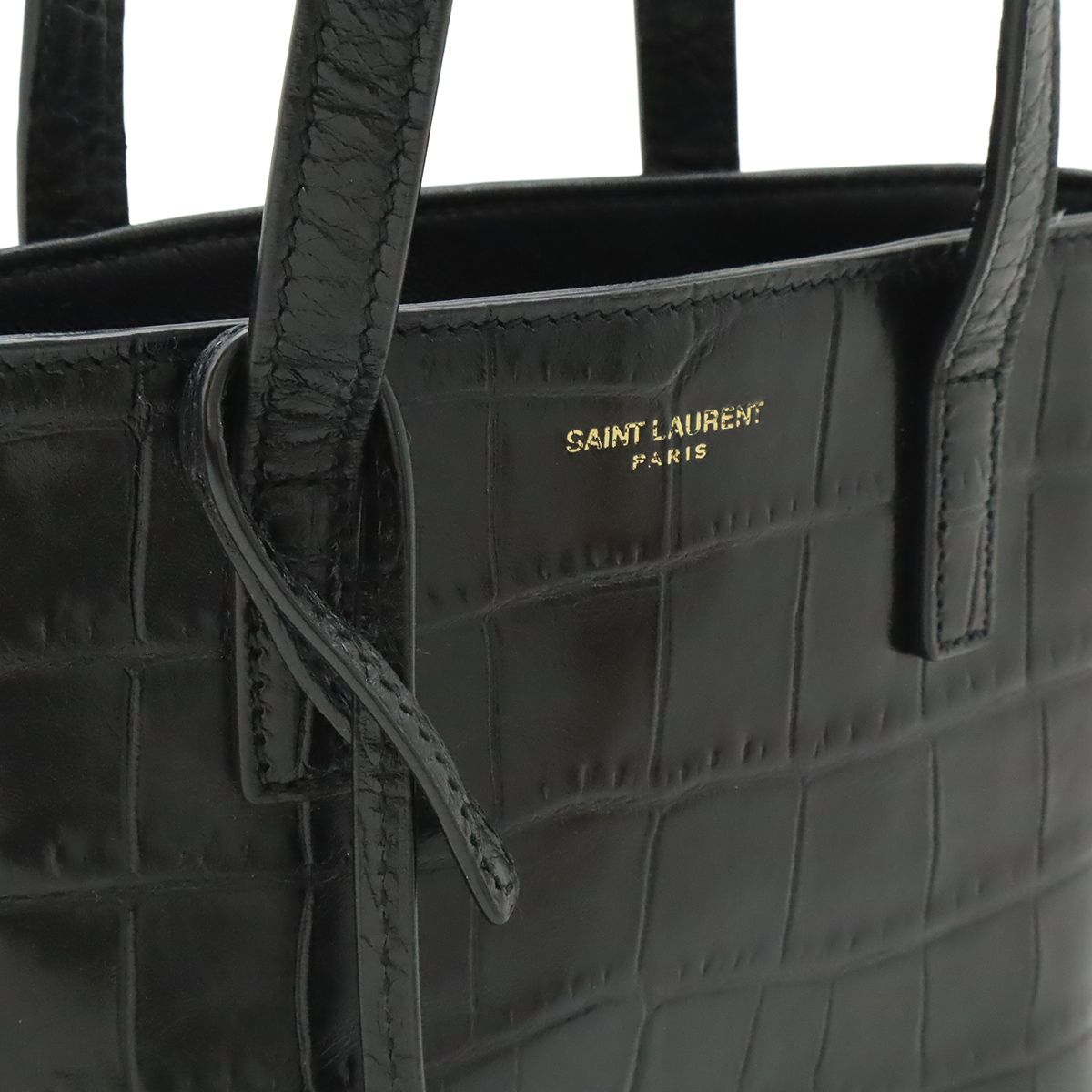 Saint Laurent Paris YSL Mini Toy Shopping 2-Way Shoulder Bag Croco — view 8