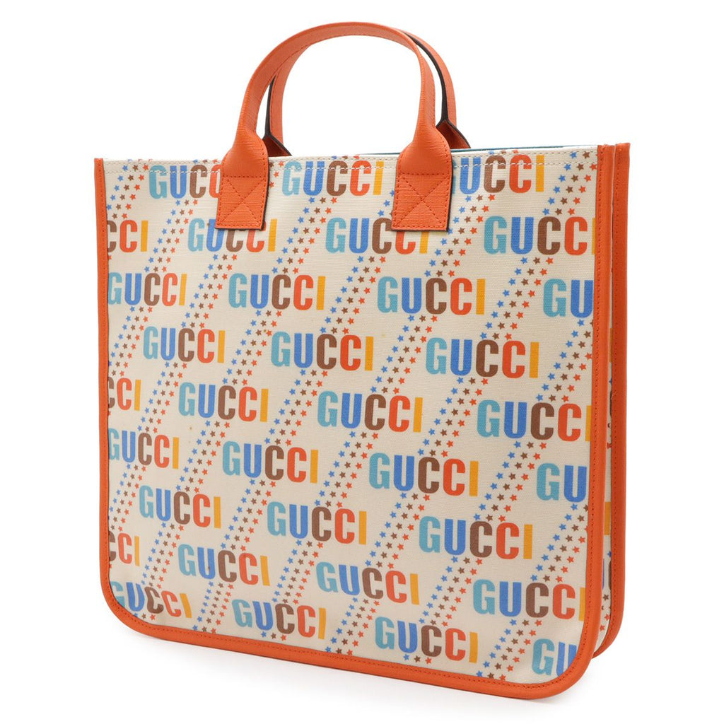 Gucci Children's Tote Star Canvas Leather Ivory Orange Multicolor — view 2