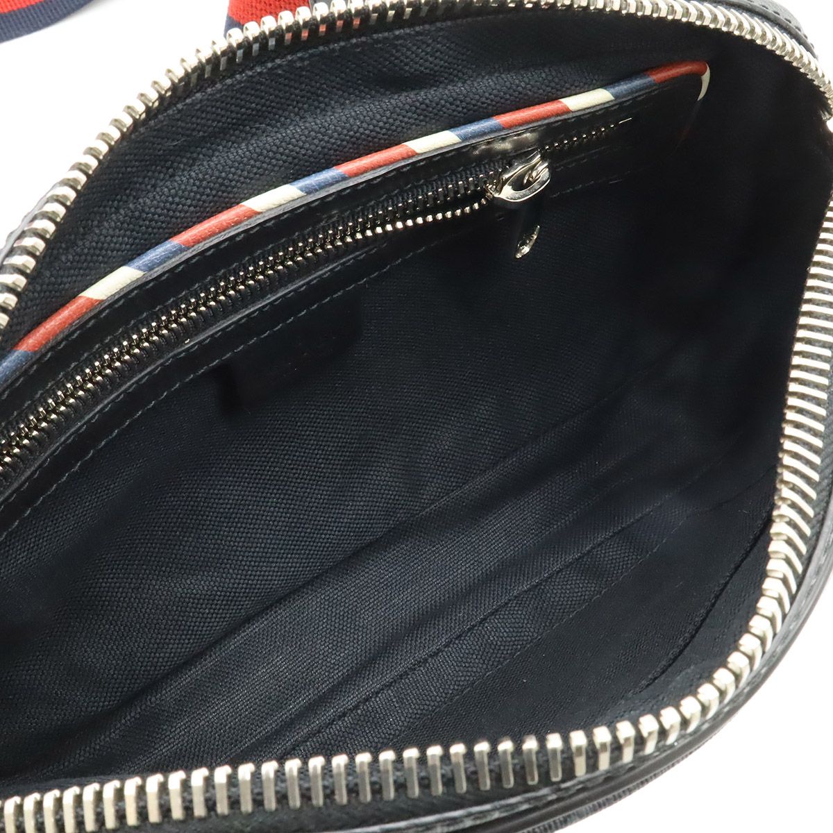 Gucci Courier Soft GG Supreme Webline Waist Bag Applique Leather Black — view 7