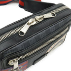 Gucci Courier Soft GG Supreme Webline Waist Bag Applique Leather Black — view 6