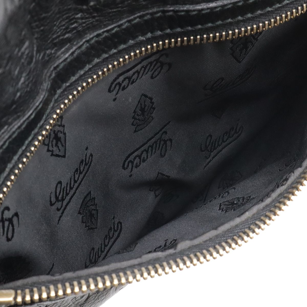 Gucci Guccissima Shoulder Bag Crossbody Leather Black Gold — view 8