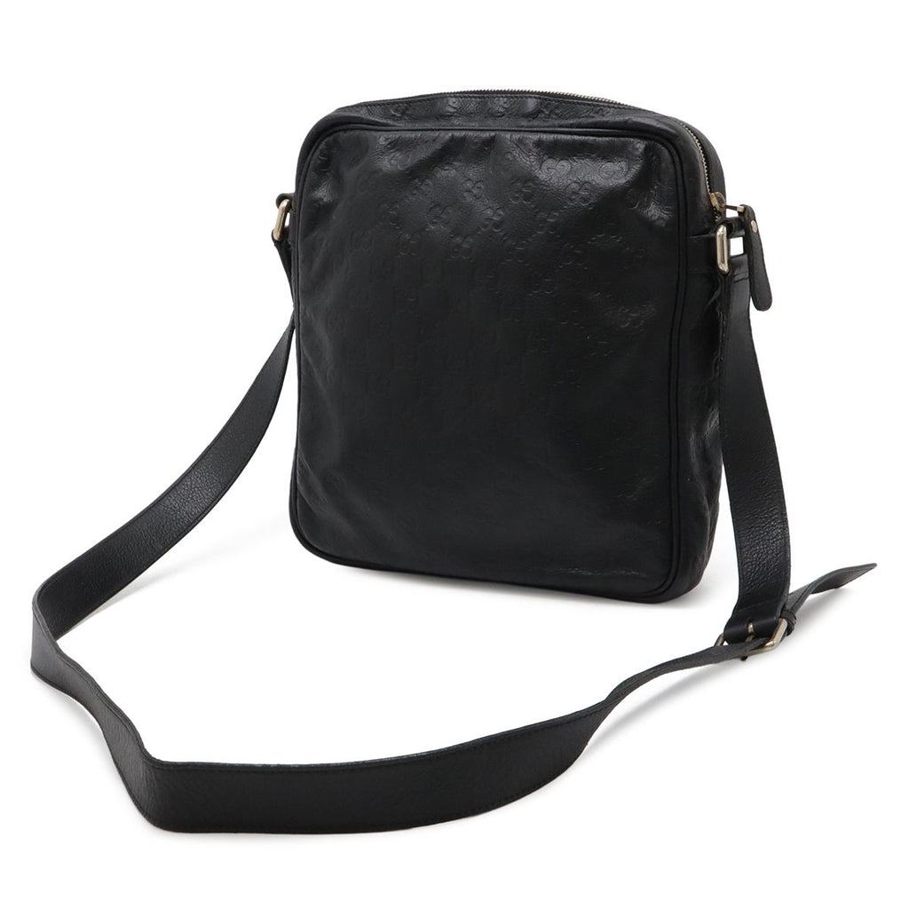 Gucci Guccissima Shoulder Bag Crossbody Leather Black Gold — view 2