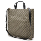 Gucci GG Supreme Bee Print Bee Tote 2-Way Shoulder Bag Leather Khaki Beige Black — view 2