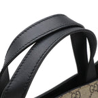 Gucci GG Supreme Bee Print Bee Tote 2-Way Shoulder Bag Leather Khaki Beige Black — view 5