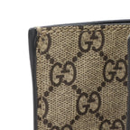 Gucci GG Supreme Bee Print Bee Tote 2-Way Shoulder Bag Leather Khaki Beige Black — view 4