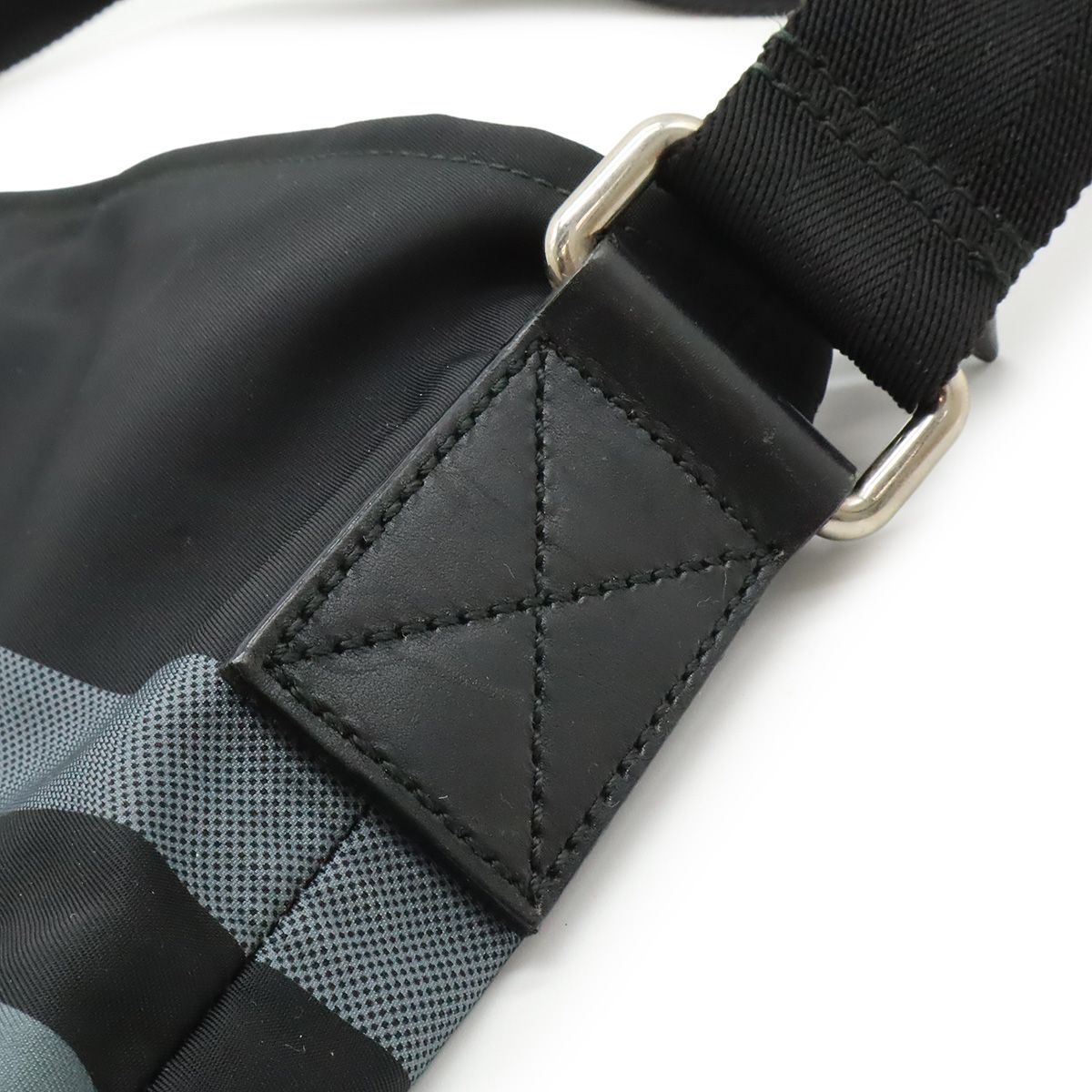 Gucci Diamante Shoulder Bag Crossbody Nylon Leather Black Gray Silver — view 8