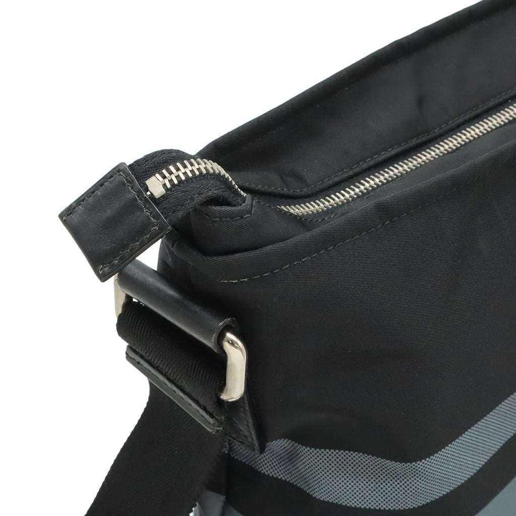 Gucci Diamante Shoulder Bag Crossbody Nylon Leather Black Gray Silver — view 4