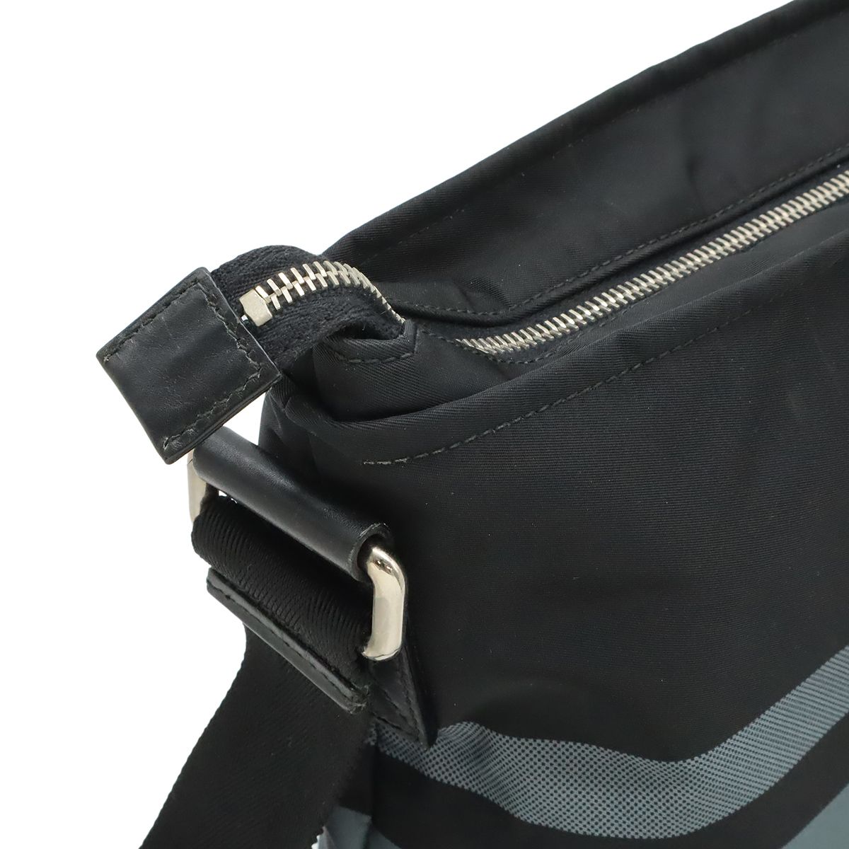 Gucci Diamante Shoulder Bag Crossbody Nylon Leather Black Gray Silver — view 4