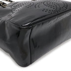 Chanel CC Logo Triple Coco Perforated Tote Chain Shoulder Bag Enamel Black — view 3