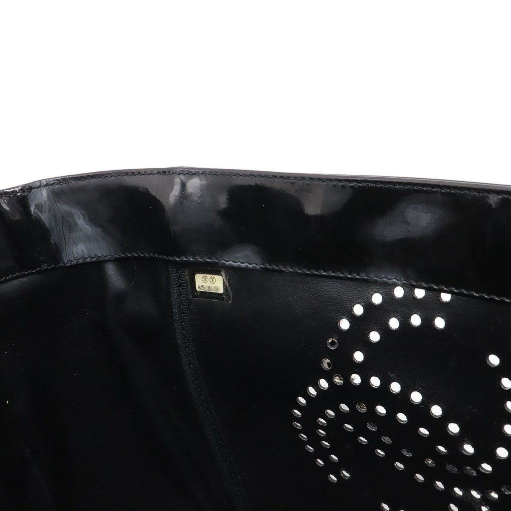 Chanel CC Logo Triple Coco Perforated Tote Chain Shoulder Bag Enamel Black — view 8