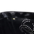 Chanel CC Logo Triple Coco Perforated Tote Chain Shoulder Bag Enamel Black — view 8