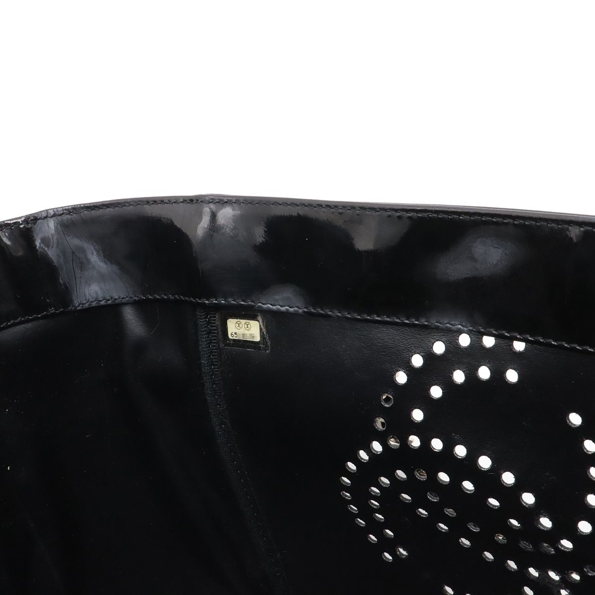 Chanel CC Logo Triple Coco Perforated Tote Chain Shoulder Bag Enamel Black — view 8