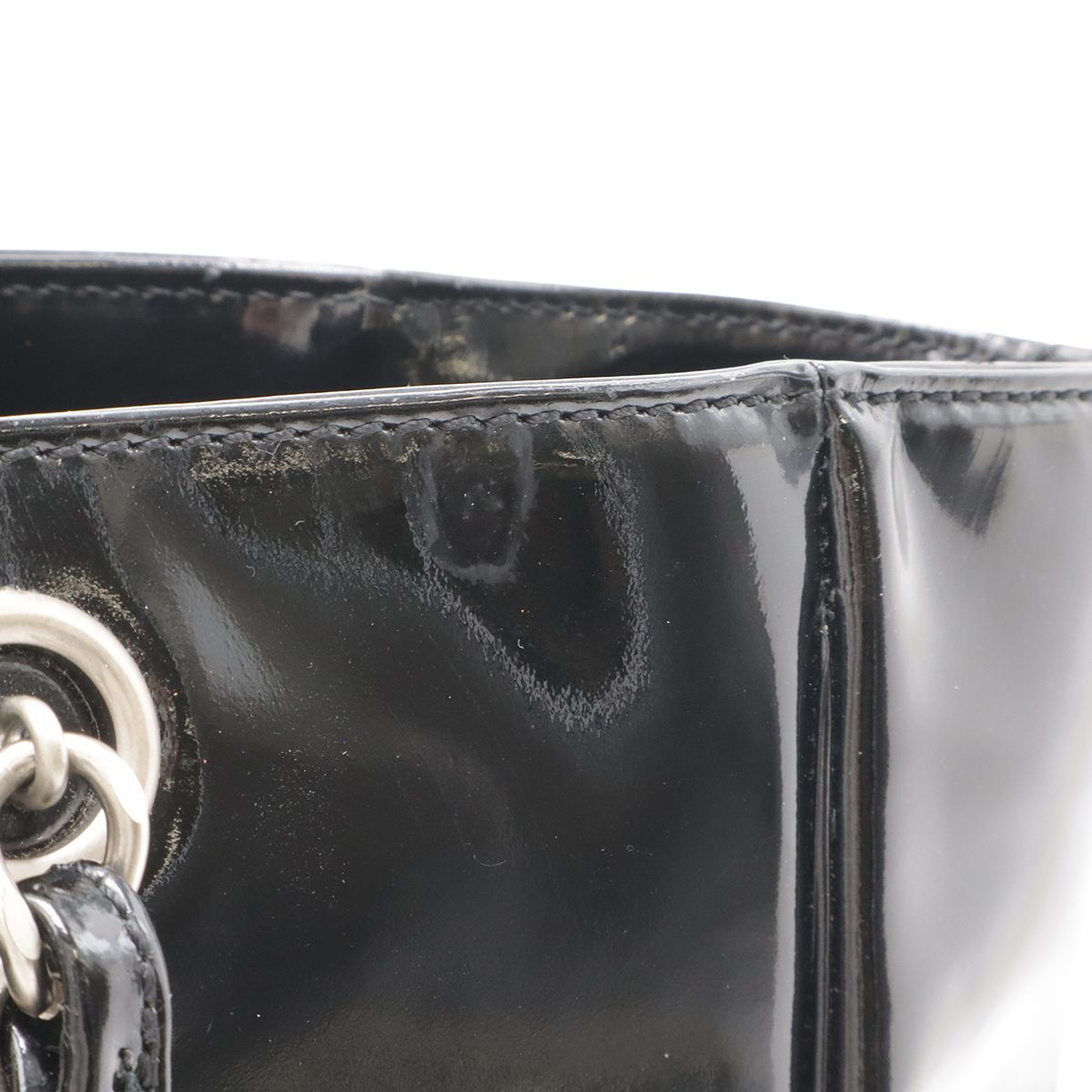 Chanel CC Logo Triple Coco Perforated Tote Chain Shoulder Bag Enamel Black — view 4