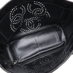 Chanel CC Logo Triple Coco Perforated Tote Chain Shoulder Bag Enamel Black — view 7