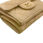 Chanel Compact Wallet Quilted Caviar Leather Trifold Beige — view 3