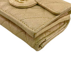 Chanel Compact Wallet Quilted Caviar Leather Trifold Beige — view 4