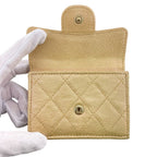Chanel Compact Wallet Quilted Caviar Leather Trifold Beige — view 5
