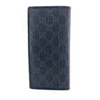 Gucci 2 Piece Set Long Billfold Fragment Case GG Supreme Leather Black Wallet — view 3
