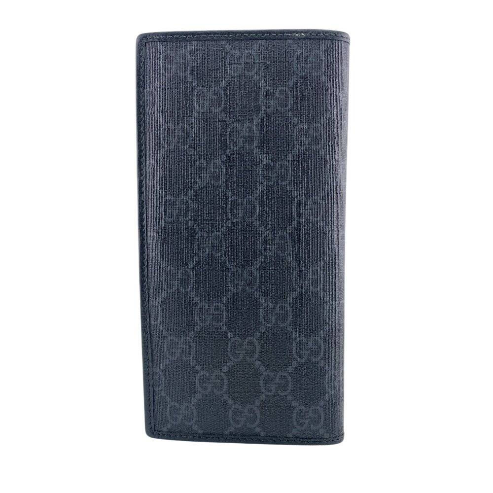 Gucci 2 Piece Set Long Billfold Fragment Case GG Supreme Leather Black Wallet — view 3