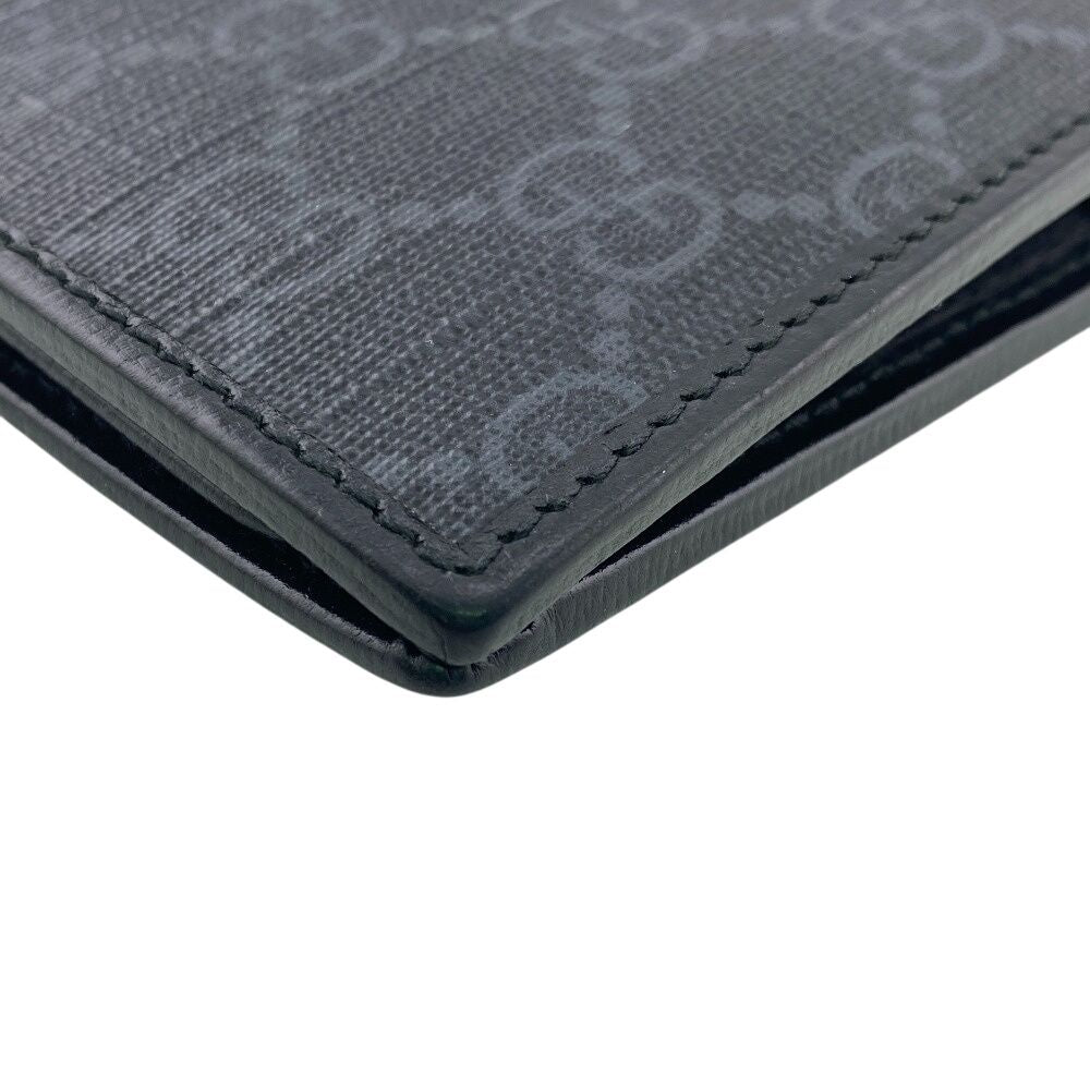 Gucci 2 Piece Set Long Billfold Fragment Case GG Supreme Leather Black Wallet — view 4