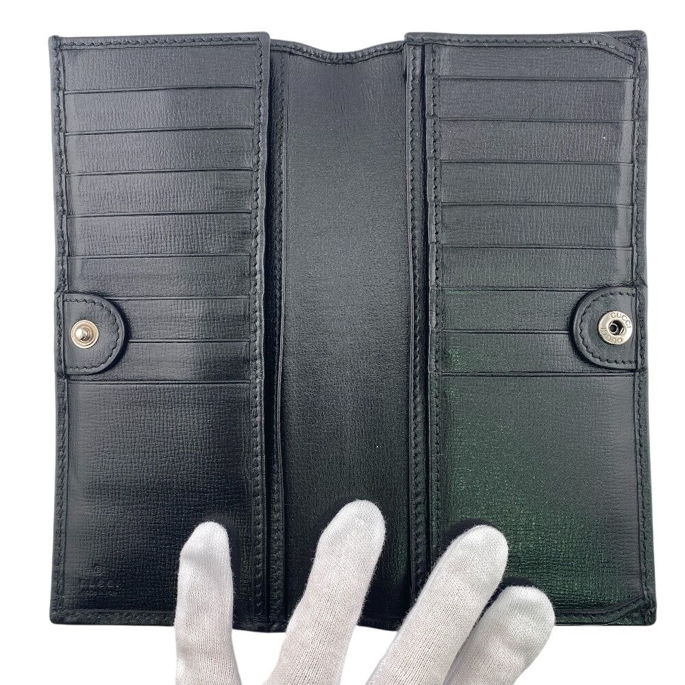 Gucci 2 Piece Set Long Billfold Fragment Case GG Supreme Leather Black Wallet — view 6