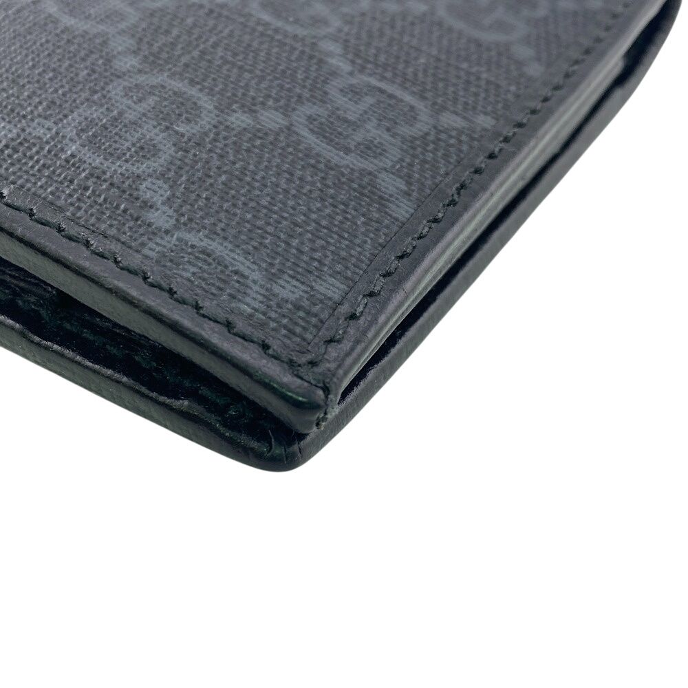 Gucci 2 Piece Set Long Billfold Fragment Case GG Supreme Leather Black Wallet — view 5