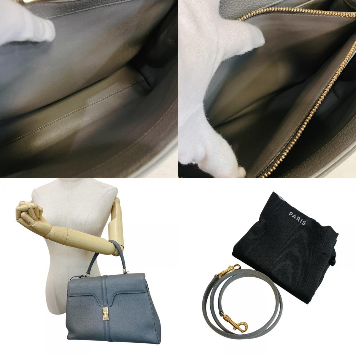 Celine 2-Way Shoulder 16 Seeds Leather Handbag Gray — view 8