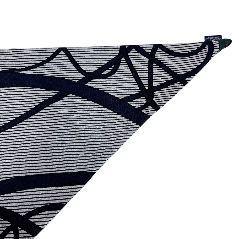 Hermes Triangle Jean Chemises Cashmere Scarf Navy — view 4