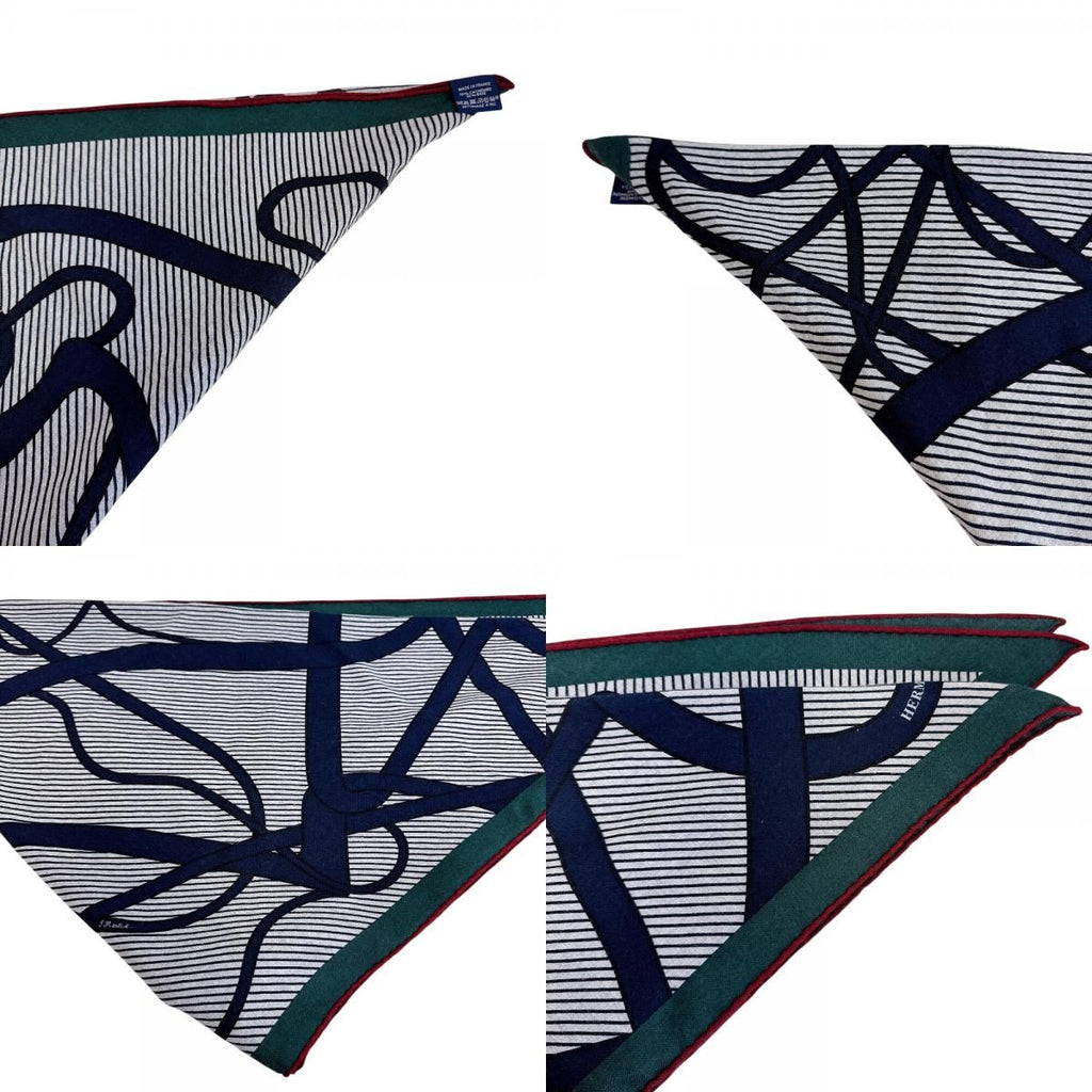 Hermes Triangle Jean Chemises Cashmere Scarf Navy — view 7