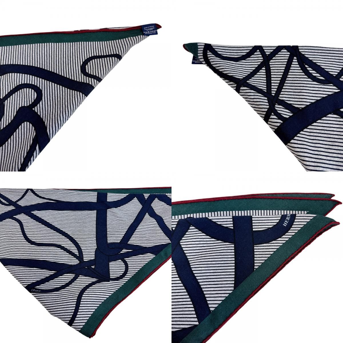 Hermes Triangle Jean Chemises Cashmere Scarf Navy — view 7
