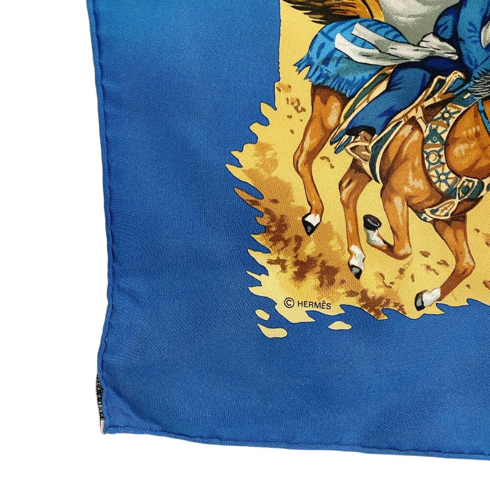 Hermes Carre 90 African Animal Print Silk Scarf Blue — view 3