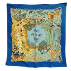 Hermes Carre 90 African Animal Print Silk Scarf Blue — view 2