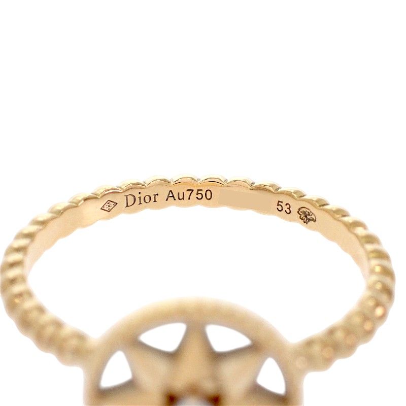 Dior Rose Des Vins Ring 18k Yellow Gold Mother of Pearl Diamond 53 — view 7