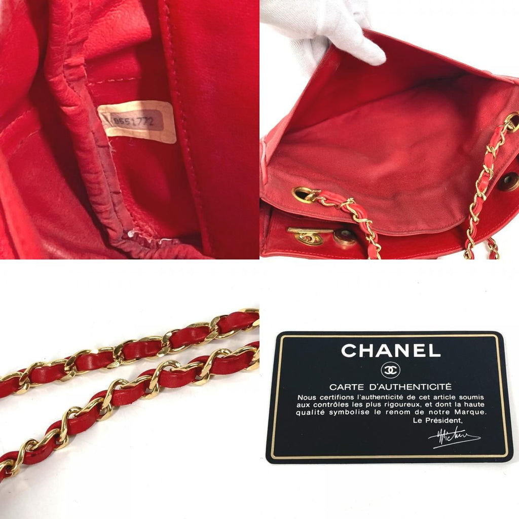 Chanel Shoulder Bag CC Logo Quilted Leather Red — view 9