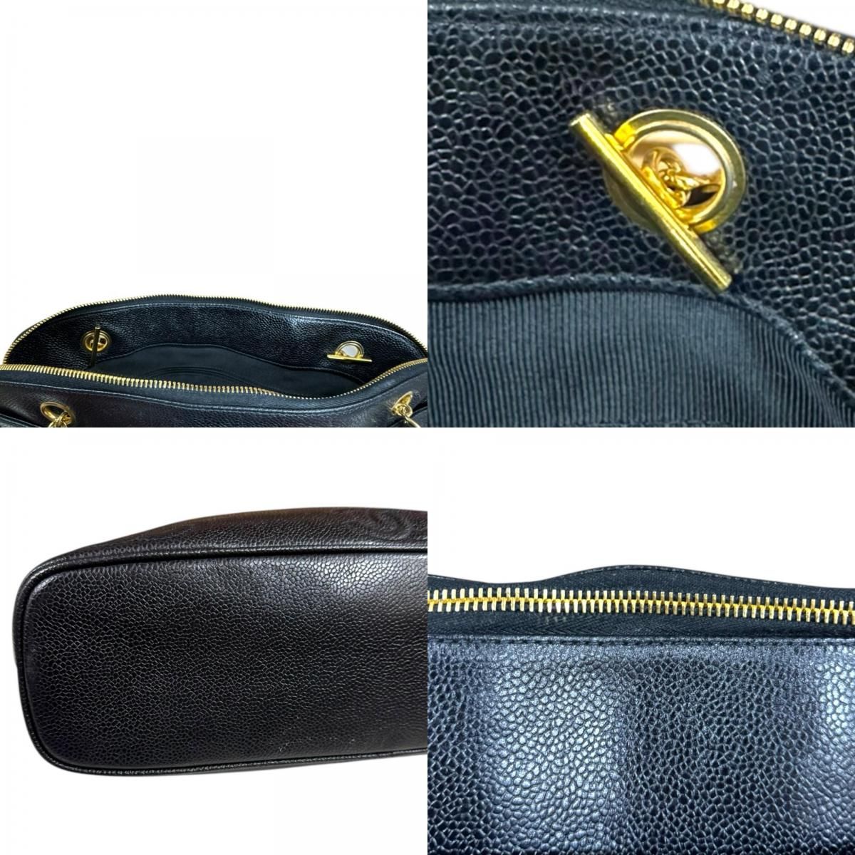 Chanel CC Logo Tote Caviar Leather Black — view 9