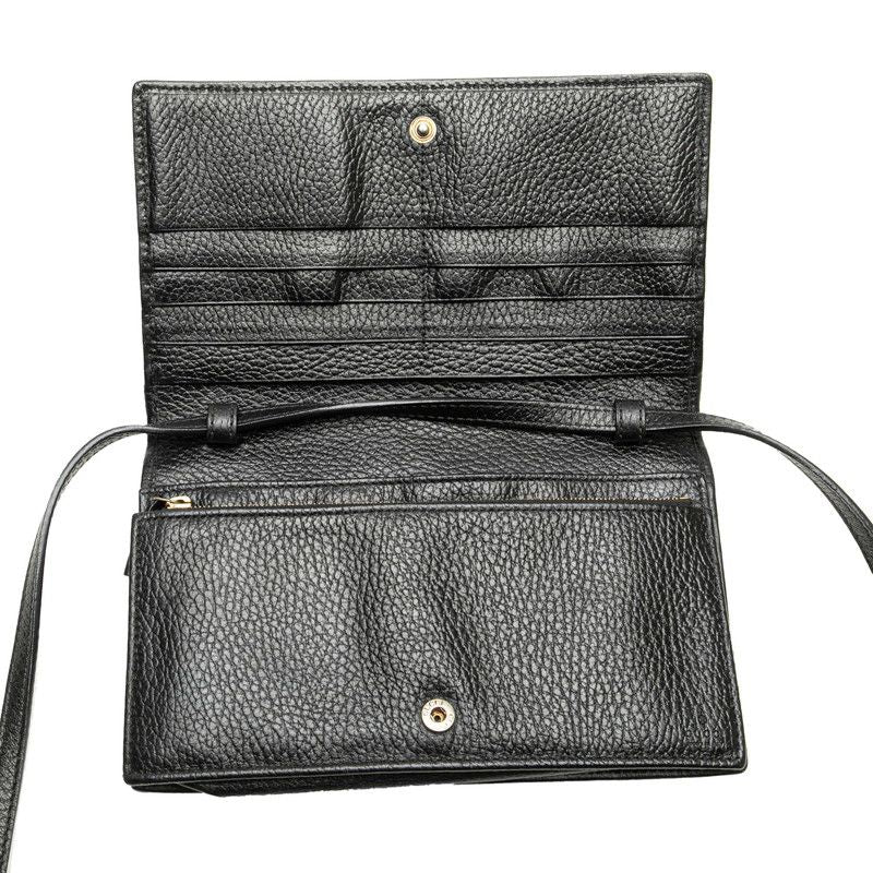 Gucci Swing Wallet Shoulder Bag Black Leather — view 7