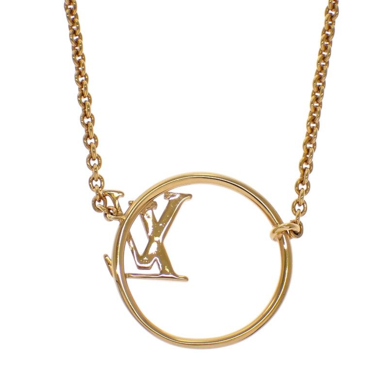 Louis Vuitton LV Eclipse Necklace Collier Metal Gold Logo — view 3